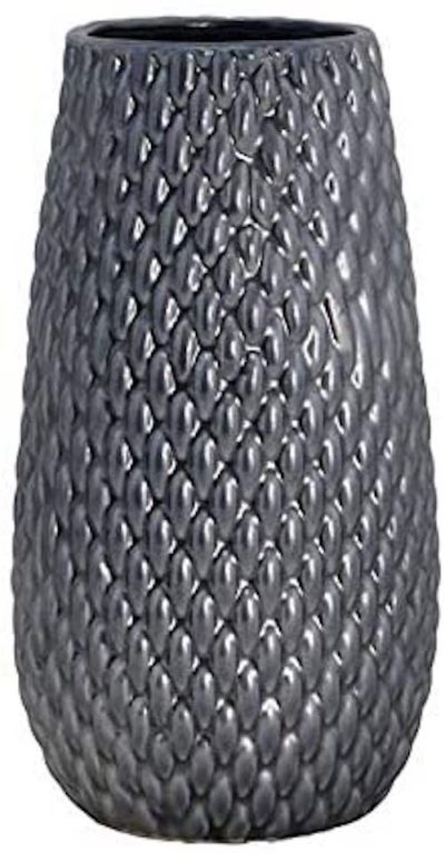 Dark gray textured ceramic vase