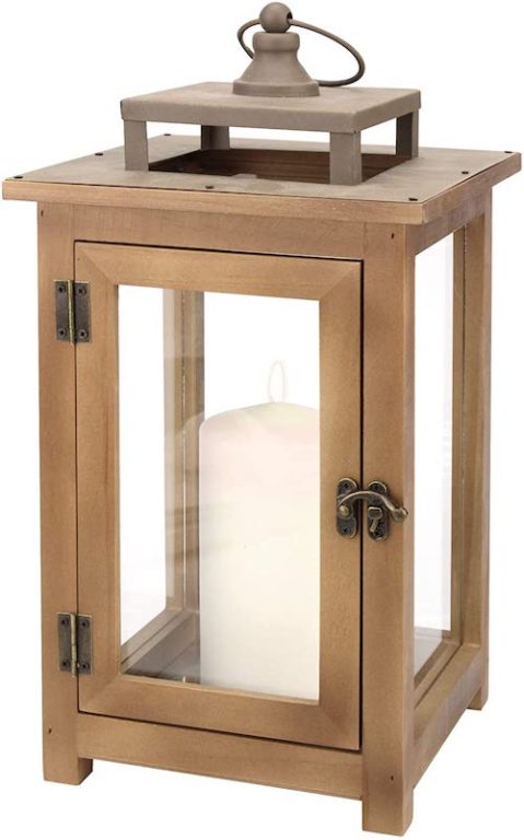 Wood candle lantern