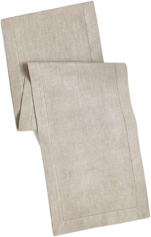 Hemstitch Linen Table Runner Flax