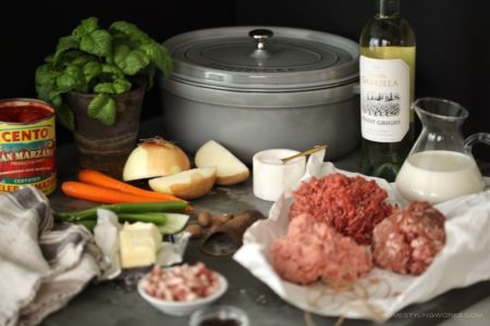 Ingredients to make Italian Meat Ragu Bolognese