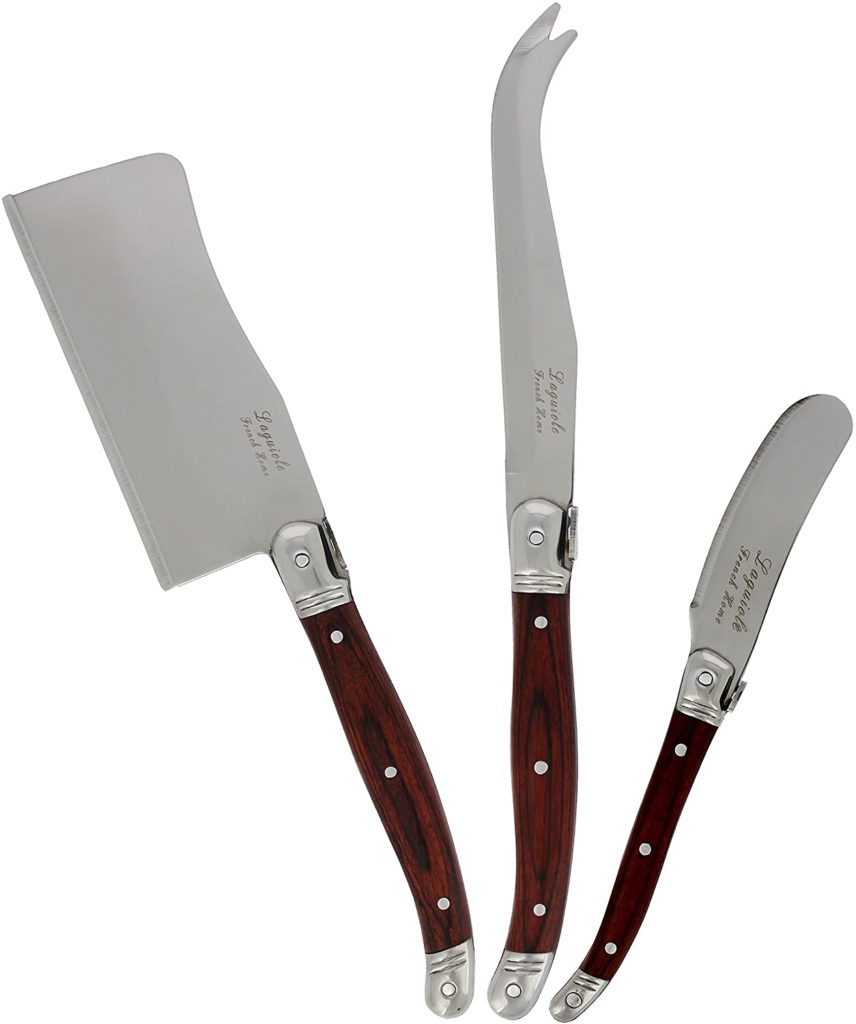 Laguiole 3 piece cheese knife set wood handle