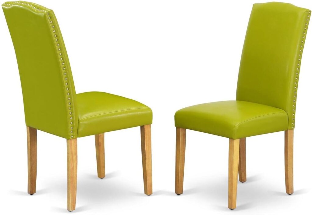 Faux leather chartreuse dining chairs