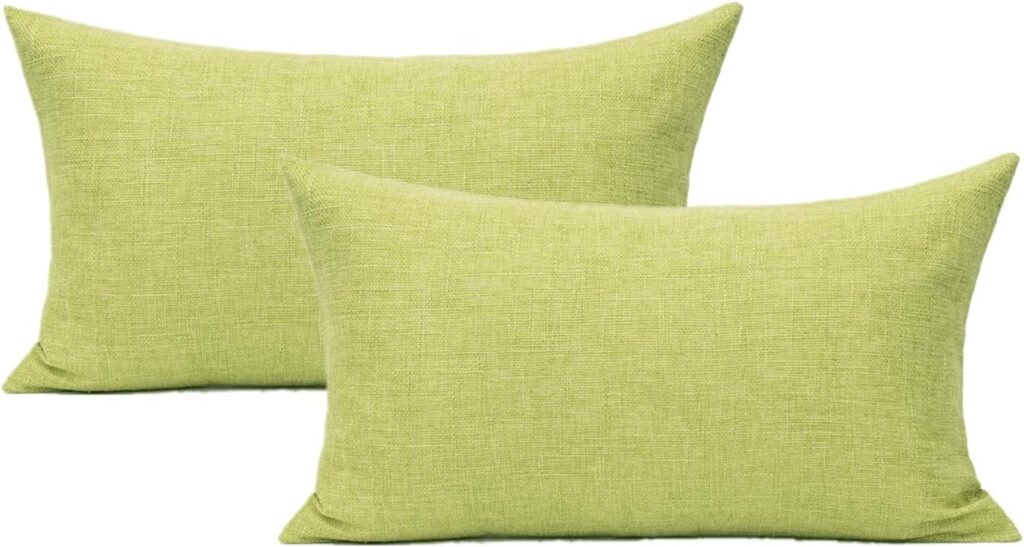 Chartreuse linen lumbar pillows set of 2