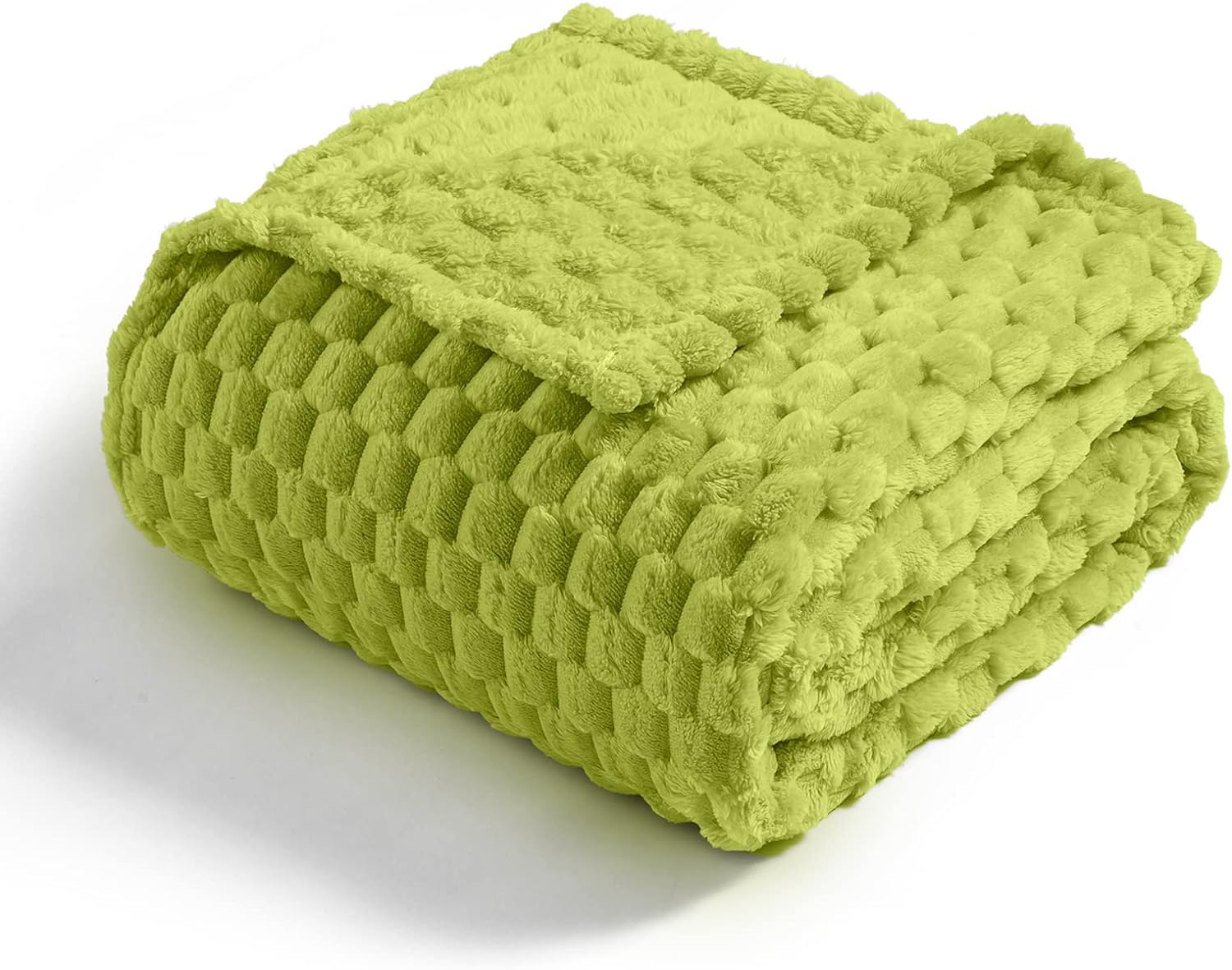 Chartreuse green throw blanket chenille texture