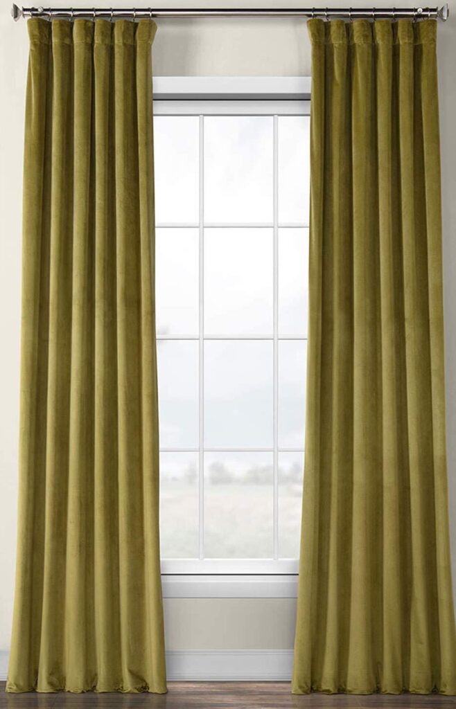 Retro Green HPD Velvet Curtain Panels