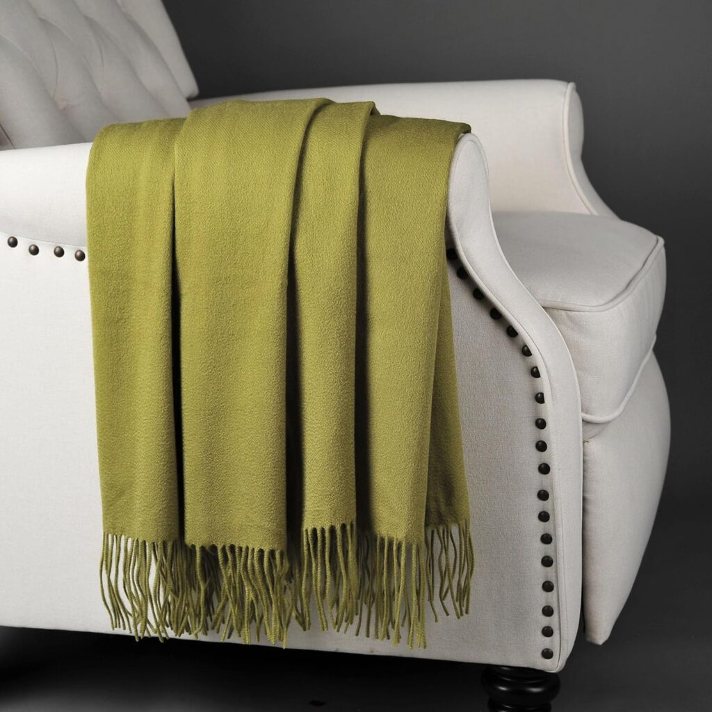 Chartreuse cashmere throw blanket