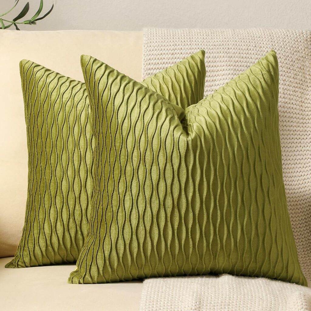 Velvet pillow covers chartreuse green