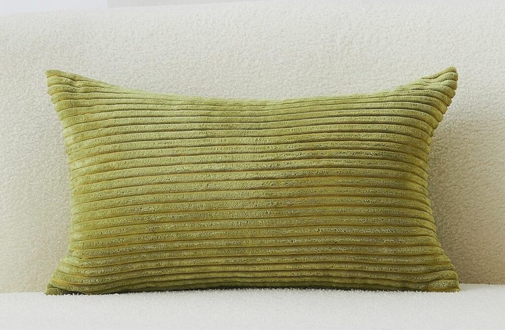 Chartreuse corduroy lumbar pillow cover