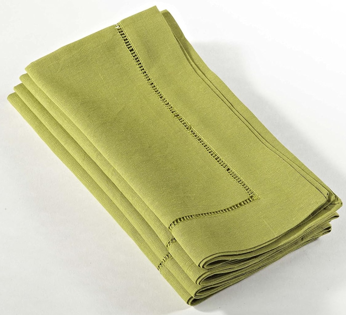 Chartreuse green hemstitch napkins set of 4