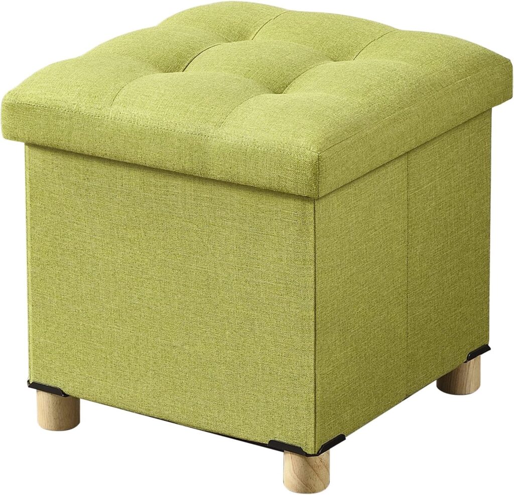 Chartreuse covered ottoman
