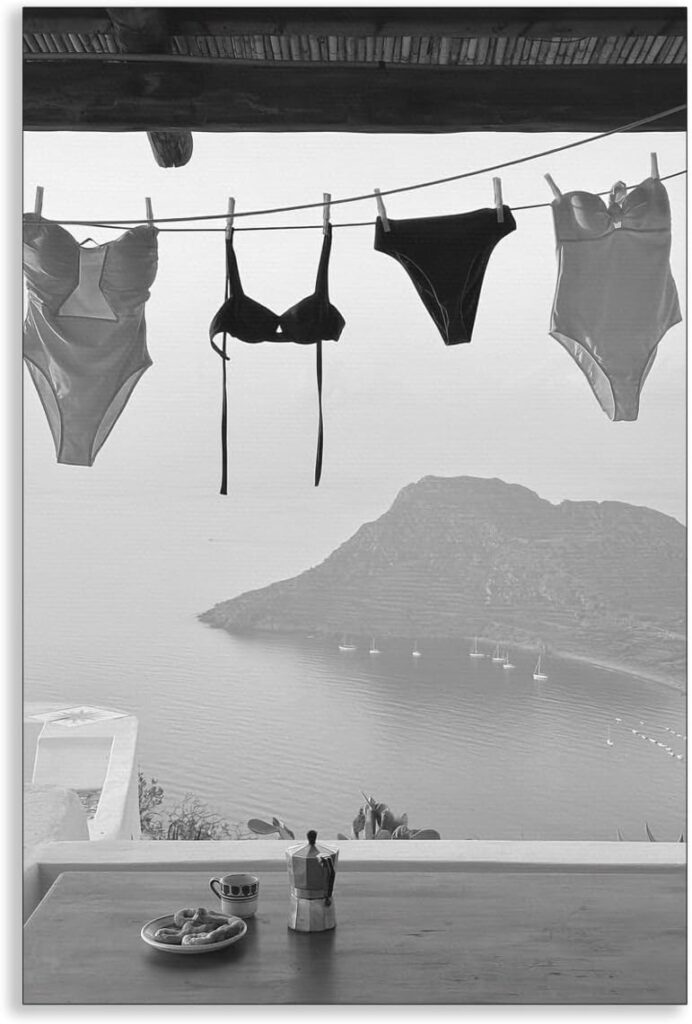 BLACK & WHITE PHOTO, BATHING SUITS & ITALIAN COASTAL VIEWS