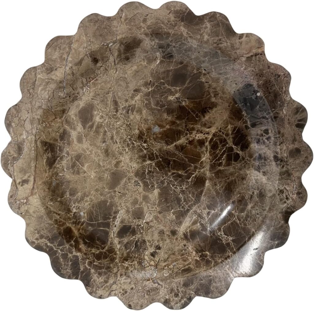 SCALLOPED MARBLE TRAY, BROWN/GREY