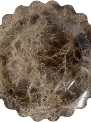 SCALLOPED MARBLE TRAY, BROWN/GREY