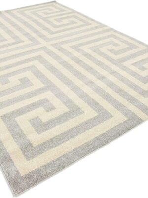 MODERN GEOMETRIC RUG, GREY/BEIGE, 7 x 10
