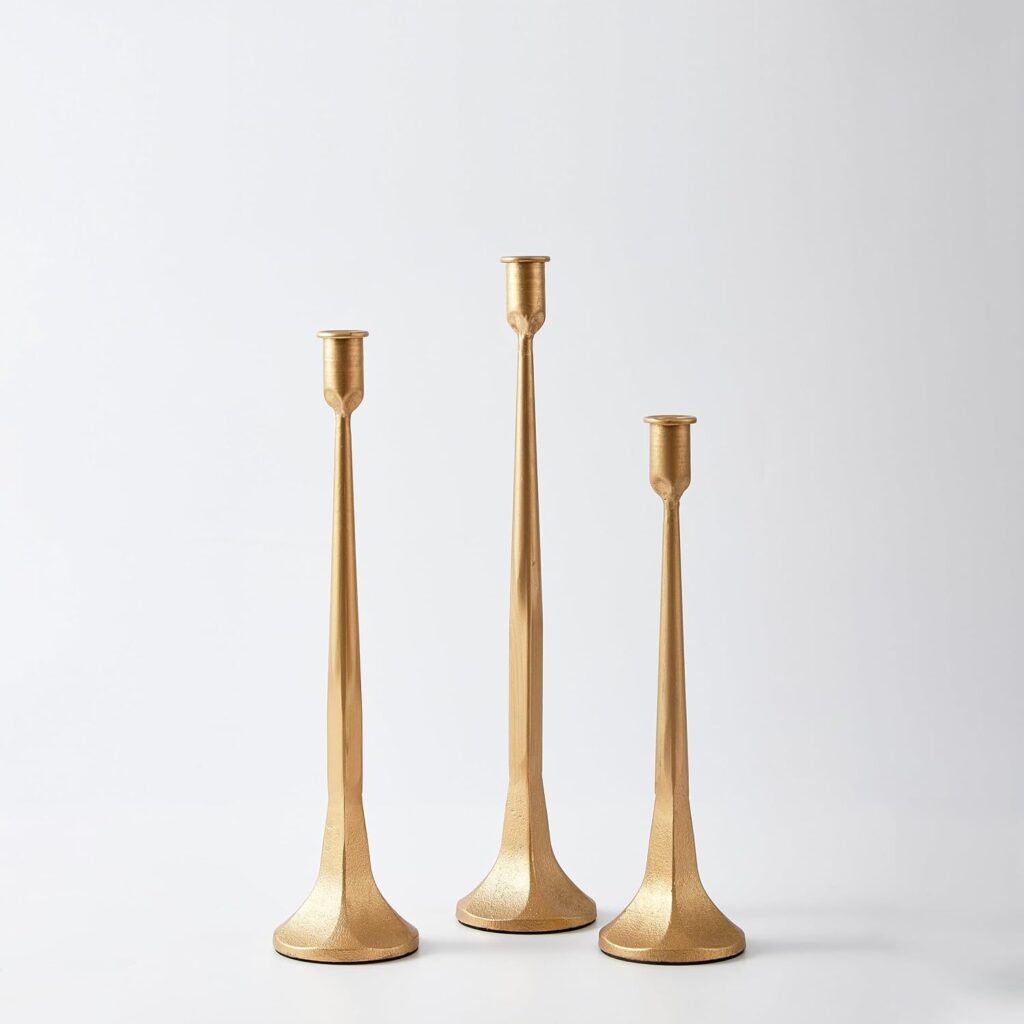 GOLD TAPER CANDLESTICK HOLDER, SET OF 3