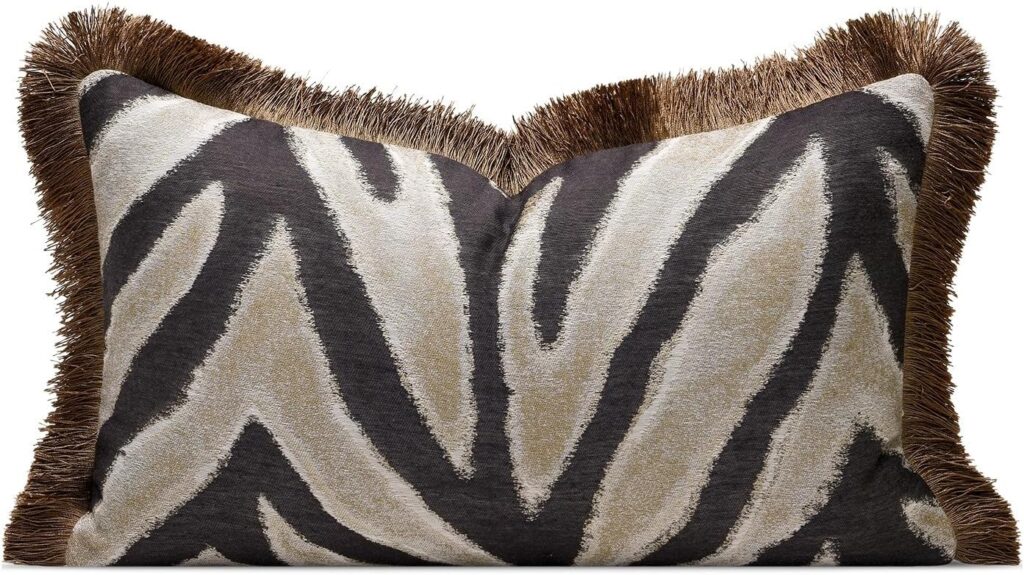 LUXURY ZEBRA PRINT LUMBAR PILLOW COVER, 12 x 20