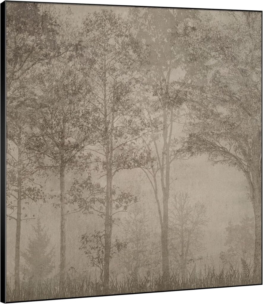 60" x 60" MUTED WOODLAND TREES PAINTING