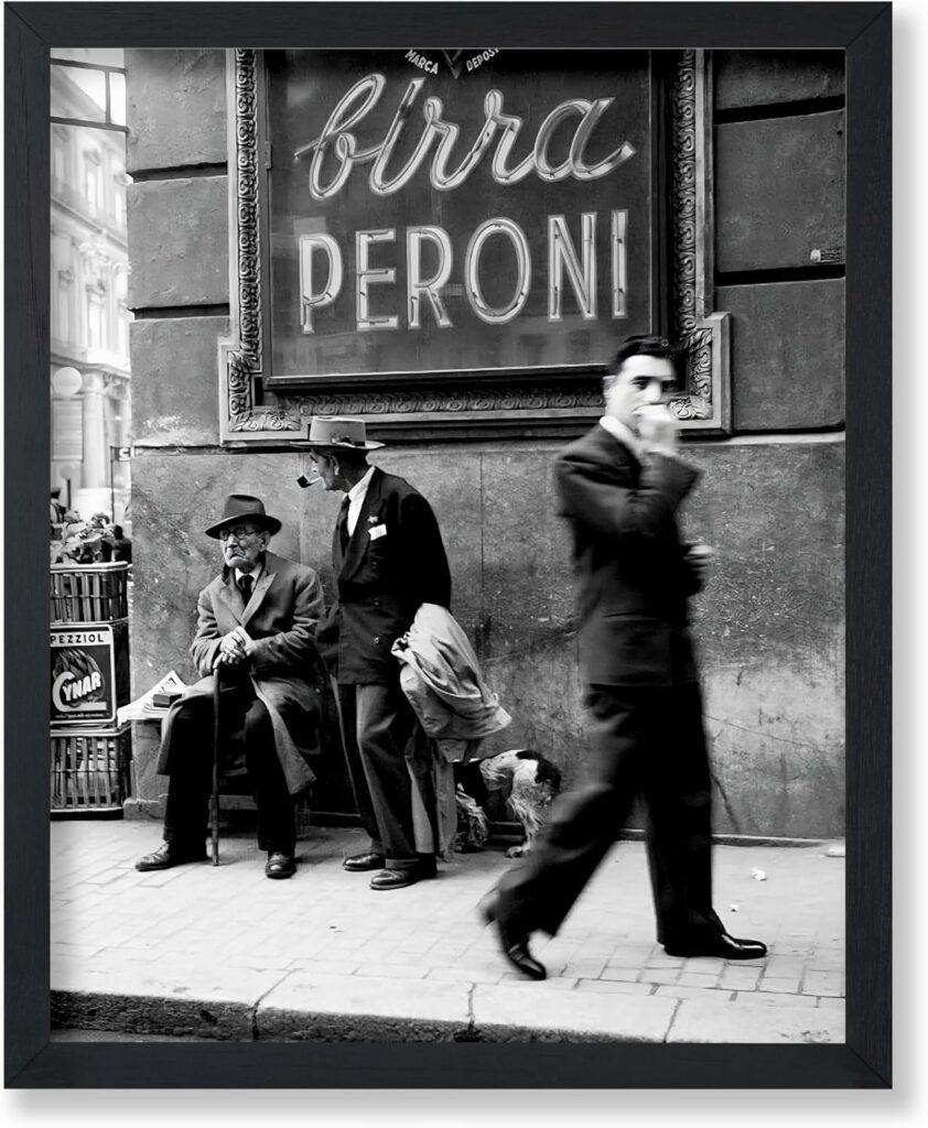 BLACK & WHITE PHOTO PRINT, MEN IN STREET, NAPOLI, ITALY 24 x 32