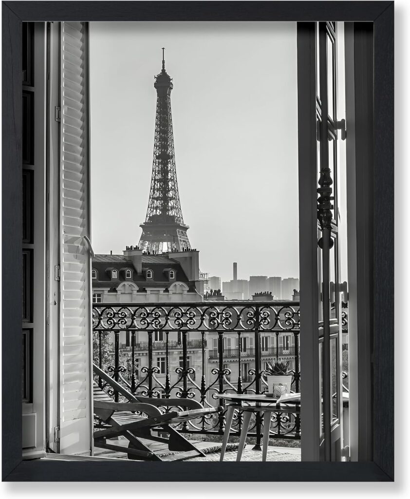 BLACK & WHITE PARIS EIFFEL TOWER PHOTO, 24 x 32