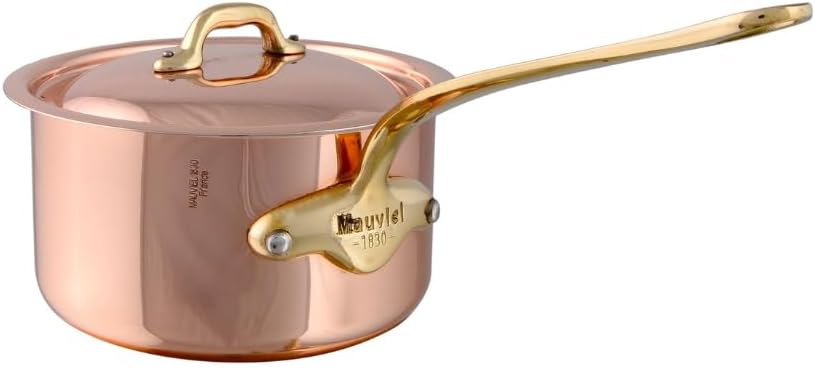 MAUVIEL 1.9 QT. COPPER SAUCE PAN WITH LID, MADE IN FRANCE