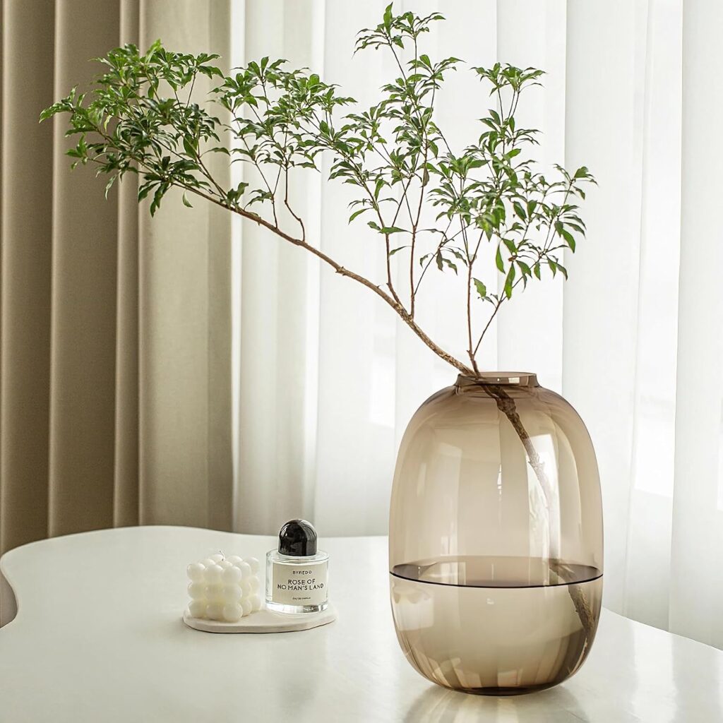 BROWN SMOKED GLASS VASE