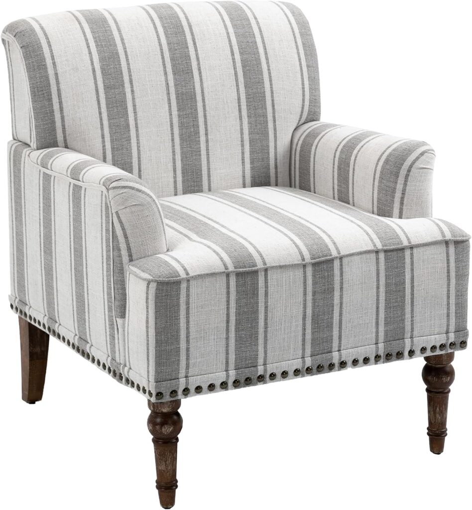 GREY STRIPE ACCENT CHAIRS, SET OF 2